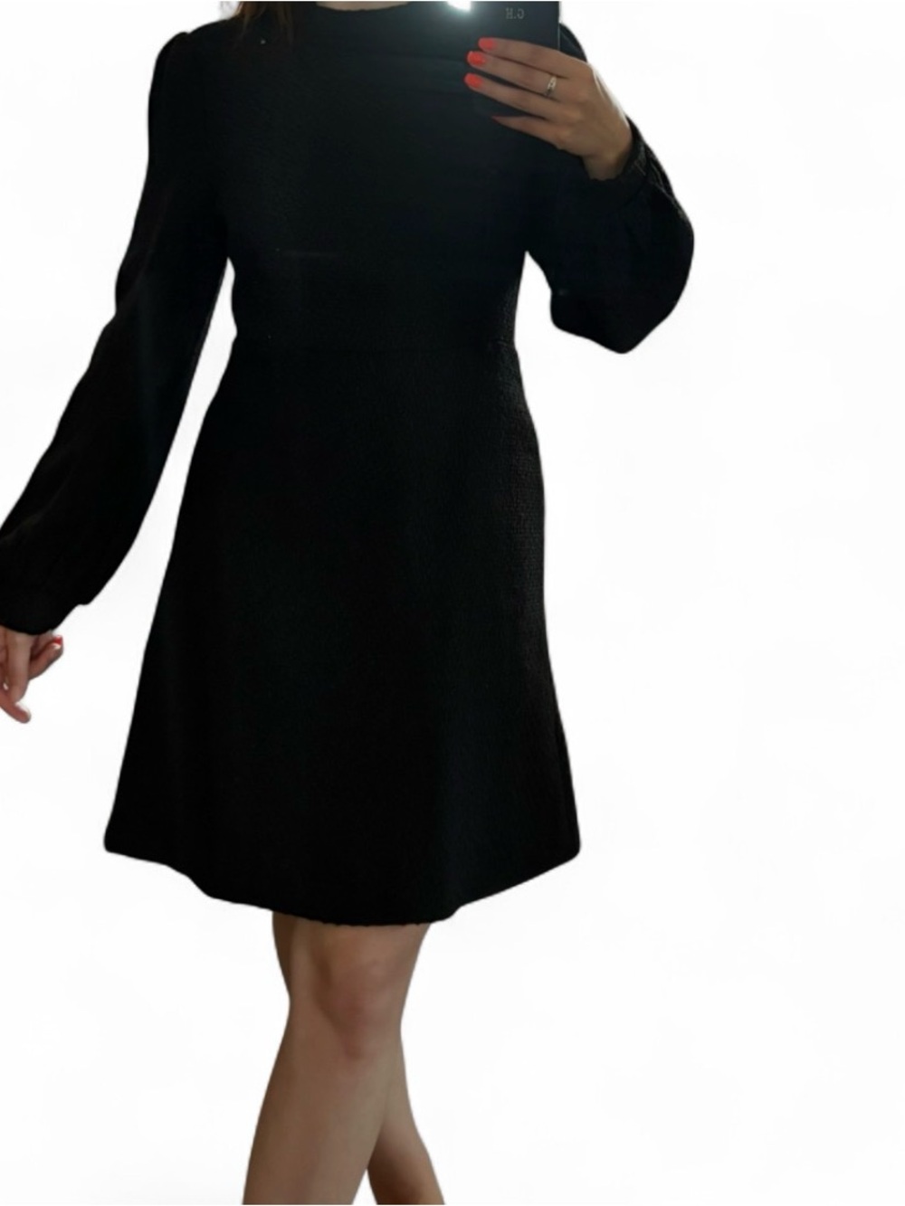Classic Black Long-Sleeve A-Line Dress